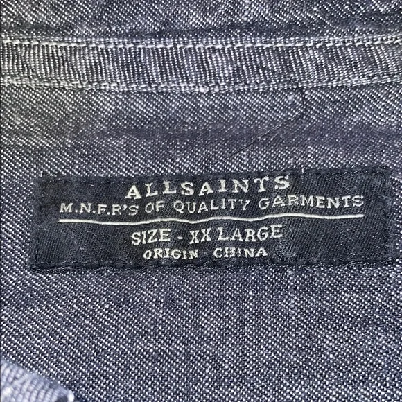 All Saints Men's Denim Long Sleeve Button Down Shirt XXL - Picture 3 of 5